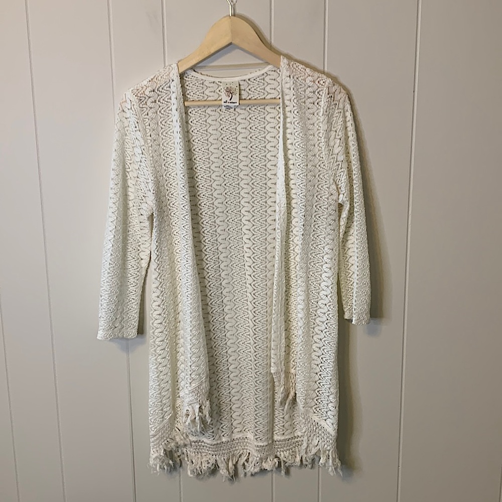 Self-Esteem White Crochet Loose Knit Sweater Size Large